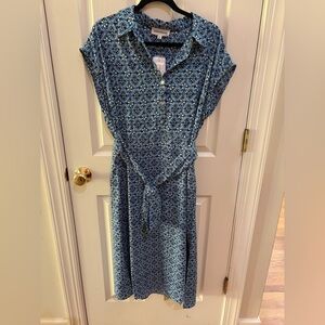NWT Lucky Brand Navy Patterned Dress Tie Waist